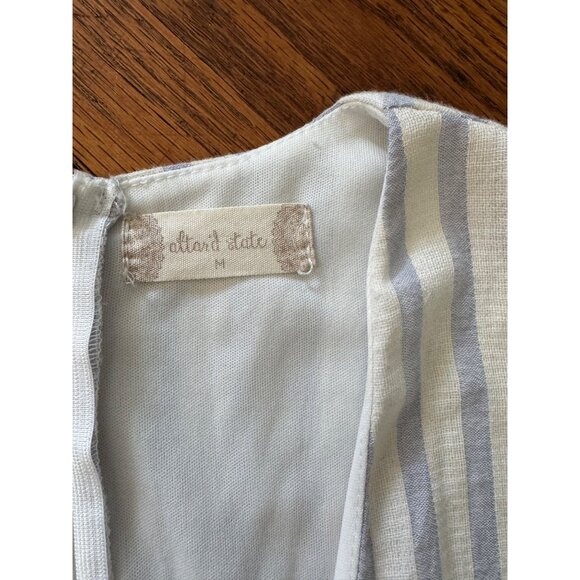 Altar’d State Top M Cropped Striped Long Sleeve Peplum Deep V-Neck Peasant - Picture 5 of 9